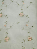 Fancy Organza -  White with Embroidered Flower Design Peachy Pink