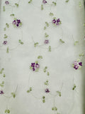 Fancy Organza -  White with Embroidered Flower Design Purple