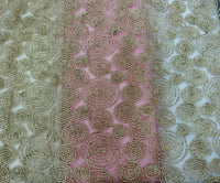 Fancy Lace - Metallic Gold Cord Design on beige 58-inches Wide