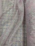 Sparkle Mesh - 60-inches Wide Pink Mesh with Silver Sparkle Design