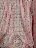 Fancy Lace - 48-inches Wide Pink with Silver Flower Design Eyelet