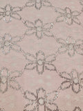 Fancy Lace - 48-inches Wide Pink with Silver Flower Design Eyelet