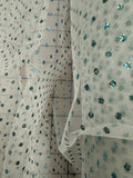 Fancy Organza- 60-inches Wide Soft White with Aquamarine Sparkle Dots