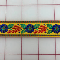 Non-Metallic Trim - 1-inch wide Vintage Golden Yellow Embroidered Ribbon Trim Close-Out