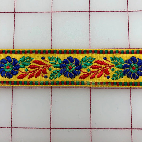 Non-Metallic Trim - 1-inch wide Vintage Golden Yellow Embroidered Ribbon Trim Close-Out