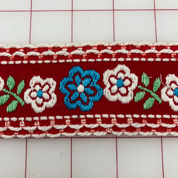 Non-Metallic Trim - 2.25-inch Vintage Red, Blue and White Embroidered Trim Close-Out
