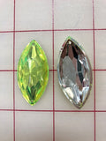 Decorative Gems - 1.75-inch Navette Sew-On Gems PERIDOT 3-Pack Close-Out