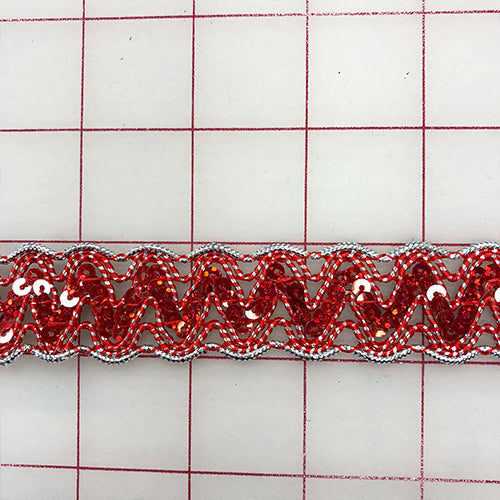 Metallic Trim - 1-inch Red and Silver Close-Out