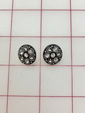 Button - Black with Crystal Rhinestones .5-inch 2-Pack Close-Out