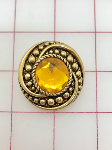 Button - Gold and Topaz Fancy Button Close-Out