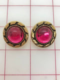 Button - Gold Buttons with Bright Pink Acrylic Rhinestone 2-Pack Close-Out