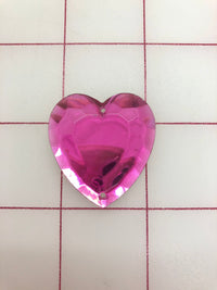 Decorative Gems - Sew-On Flat Back Pink Acrylic Rhinestone Heart Close-Out