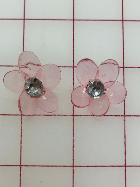 Flowers - Acrylic Light Pink with Crystal Rhinestone 2-Pack