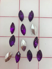 Decorative Gems - Acrylic Gems Deep Purple Navettes 1/4-inch Close-Out