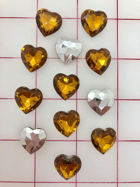 Decorative Gems - Acrylic Gems Smoked Topaz Hearts 3/4-inch Close-Out