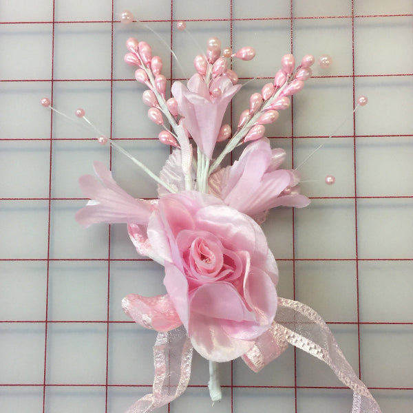 Flowers - Rose with Ribbon and Pearls Pink