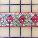 Sequin Trim - 1-inch Silver and Fuchsia Close-Out