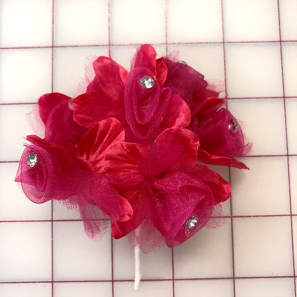 Flowers - Fuchsia and Red with Crystal Center