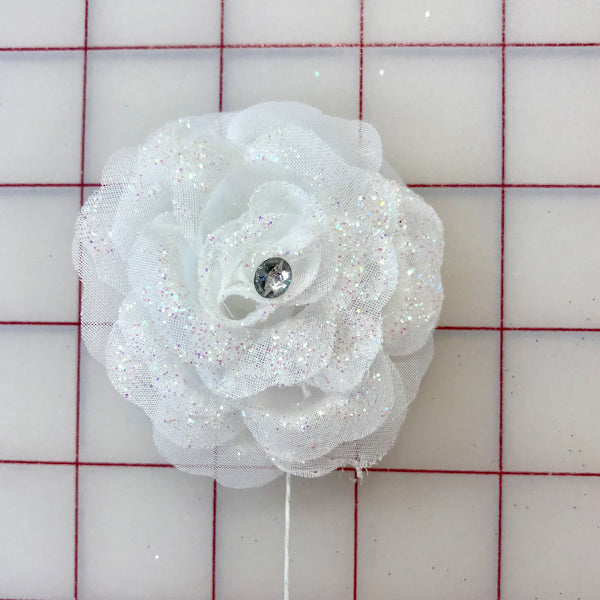 Flowers - Rose White with Glitter