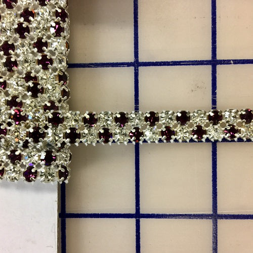 Rhinestone Banding - Czech 2-Row Amethyst and Crystal