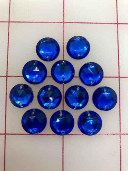 Rhinestones - 11mm Czech Sapphire Round Sew-On