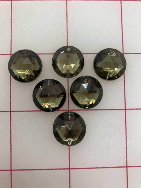 Rhinestones - 15mm Czech Black Diamond Round Sew-On