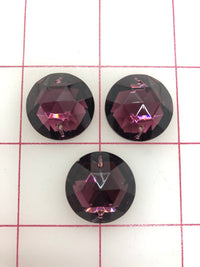 Rhinestones - 22mm Czech Amethyst Round Sew-On 3PK