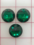 Rhinestones - 22mm Czech Emerald Round Sew-On 3PK