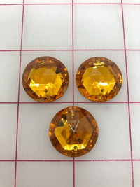 Rhinestones - 22mm Czech Topaz Round Sew-On 3PK