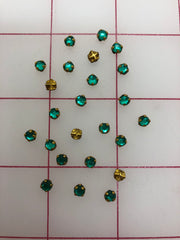 Rhinestones - 16SS Vintage Swarovski Rose Montees in Gold Settings Emerald 24pc-Pack