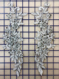 Applique - White and Silver Lace Sequined Pairs