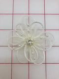 Flowers - Organza with Pearls and Crystal Ivory 3-in