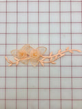 Flowers - Organza Peach Iron-On Flowers with Vine 7-in