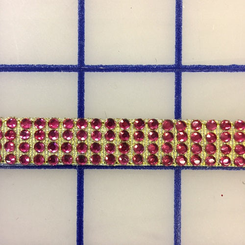 Rhinestone Trim - 4-Row Hot Fix Banding Fuchsia and Gold Close-Out