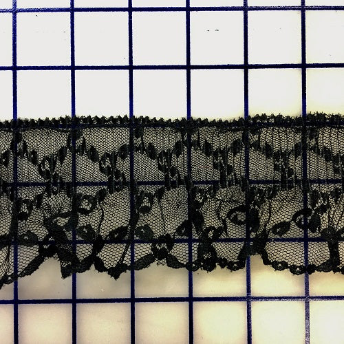 Ruffled Lace Trim - 2.5-inch Black