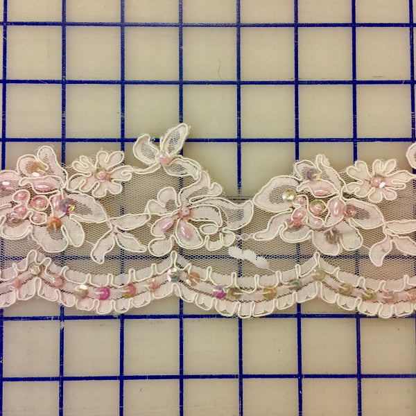 Non-Metallic Trim - Light Pink Beaded and Sequined 3-inch