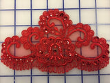 Applique - Beaded Lace Red Close-Out