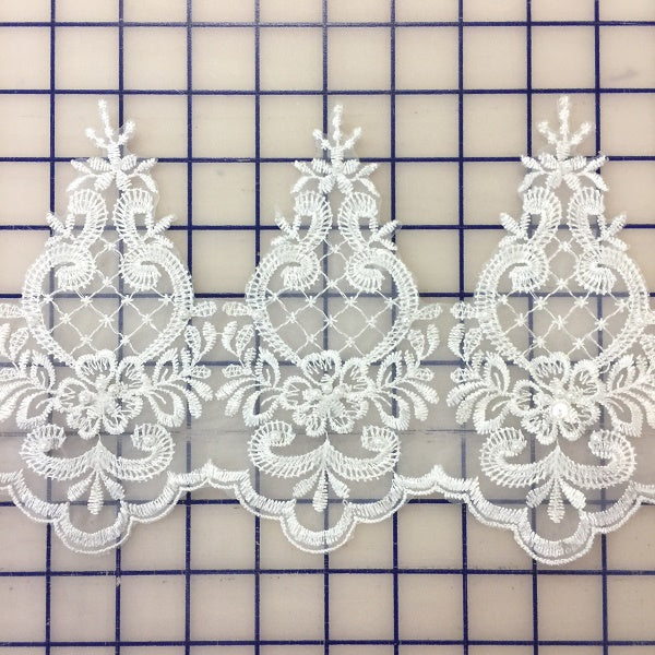 Lace Trim - 6-inch Scalloped Lace White