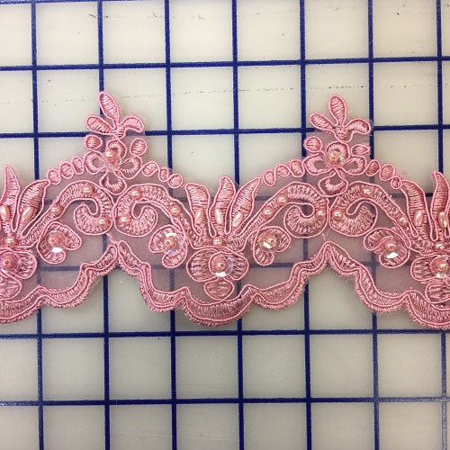 Non-Metallic Trim - 3.5-inch Beaded and Scalloped Dusty Rose