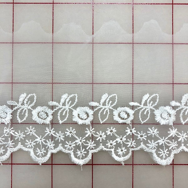 Trim -  3-inch Embroidered Edging White Close-Out Only 5 Yards Left!