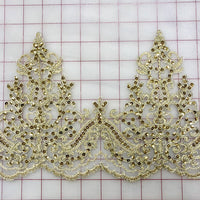 Metallic Trim - 8-inch Sparkly Gold on Ivory Organza