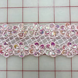 Sequined Trim - 2-inch Sequined Pink