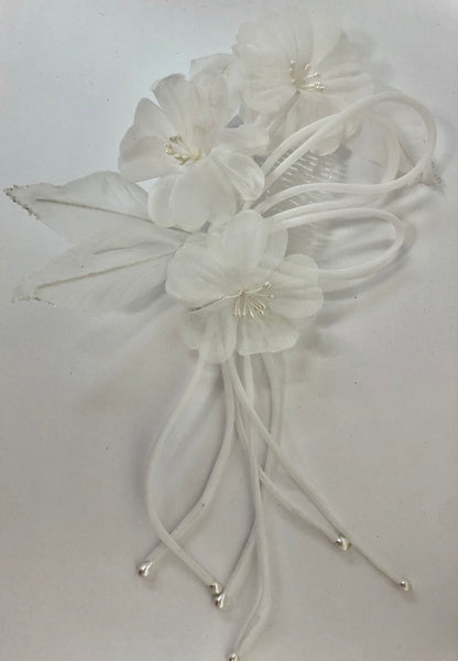 Flowers on a Comb Hair Accessory White