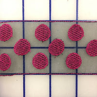 Ribbon Trim - 2-inch Fuchsia Polka Dots on Black Organza Ribbon Close-Out