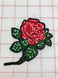 Flowers - Red Embroidered and Beaded Rose Close-Out Only 1 Left!