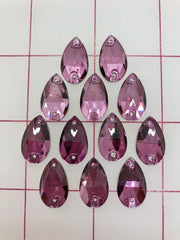 Rhinestones -10x18mm Czech "Bright-Cut" Amethyst Pear-Shape Sew-On
