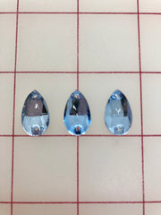 Rhinestones - 10x18mm Czech "Bright-Cut" Light Sapphire Pear-Shape Sew-On