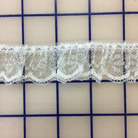 Ruffled Lace Trim - 1.25-inch Ruffled Lace White and Silver