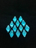 Rhinestones - 18x11mm Czech Aqua Diamond Shape Sew-On