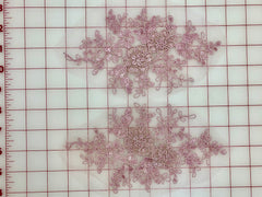 Applique - Beaded Lace Flower Motif Pairs Dusty Rose